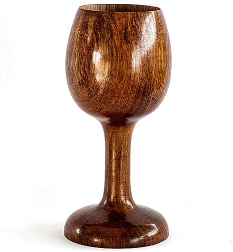 ANTIQUANA Vintage Communion Cup - Wooden Wine Goblet, Holy Communion Gift, 5oz, 6 Christian Cup for Eucharist, Kiddush, Congregations (1Pc)