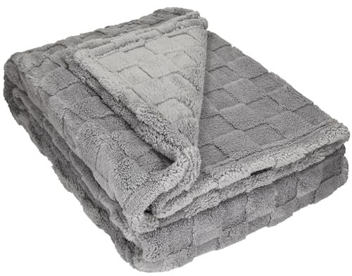 Betz Kuscheldecke Flauschig Sofa Fleecedecke Venedig - Wohndecke XXL Warm Sofadecke Decke Couch Größe 150x200 cm Farbe hellgrau