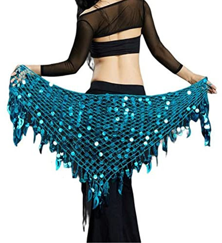 QUNINE Bauchtanzgürtel für Damen, Hüfttuch, Damen, Bauchtanz, Kostüm, Hüfttuch, Zubehör, Gürtel, Rock, Wickeltuch (blau, Einheitsgröße)