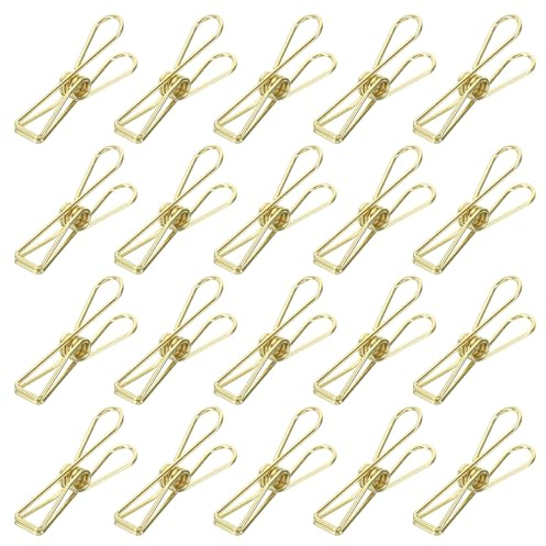QUARKZMAN 50 Stk Metall Draht Hohl Klammern 32mm Niedliche Mini Büro Klammer Gold Ton für Kleidung Rechnung Papier Büro Bedarf