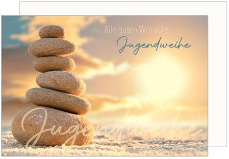 Edition Seidel Premium Glückwunschkarte zur Jugendweihe mit Umschlag. Jugendweihekarte Karte mit Spruch Grusskarte Steine Junge Mädchen (JW132 SW024)