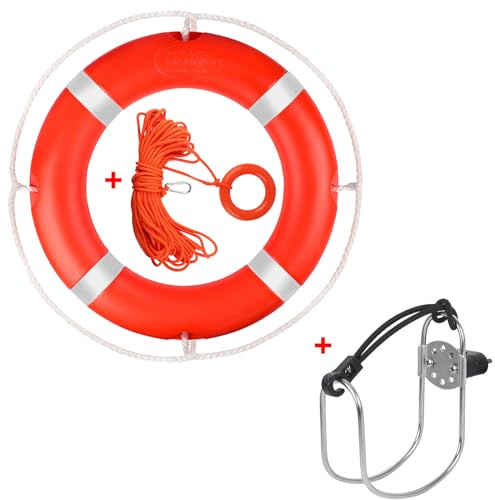 Rettungsring 58,4 cm / 71,1 cm, Rettungsring mit schwimmendem Seil, Bootssicherungsringe mit reflektierendem Band, Orange - 1 Packung - 2 Größen