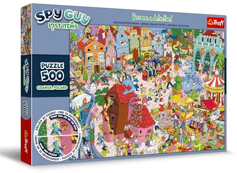 Trefl - Puzzle 500 Teile, Lost Items: Danzig Spy Guy Finde die Unterschiede
