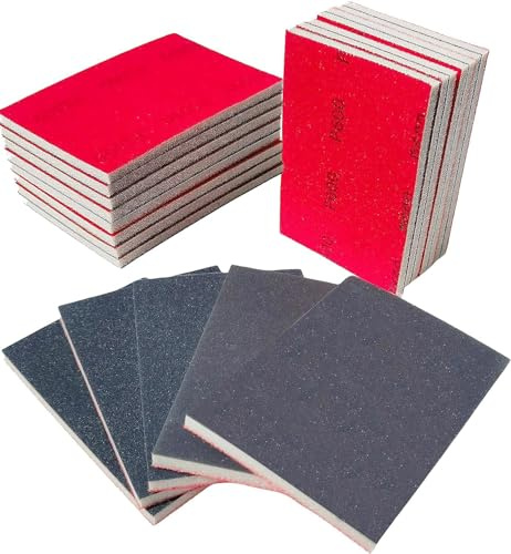 20 PCS 400-3000 Grit Sanding Sponge, 3 x 4 Inch Ultra Fine Soft Foam Sanding Sponge Hand Sanding Block Sandpaper for 1/8 Palm Pneumatic Sheet Sander Work for Automotive Metal Wood Furniture Polishing