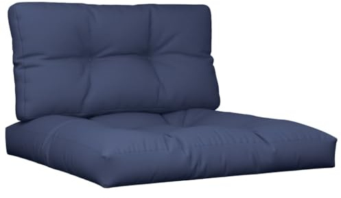 vidaXL Palettenkissen 2 STK., Sitzkissen mit Hohlfasern, Rückenkissen für Gartenmöbel Wohnzimmer, Sitzpolster Palettenauflage, Marineblau Stoff