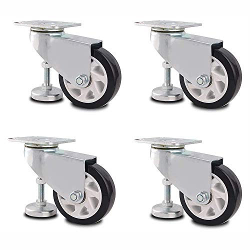 Rollen, Trolley-Räder, Lenkrollen, Gummi-Schwerlastrollen, Industrie-Transportrollen, Höhenverstellbar, Für Schwere Ausrüstung, 4 Stück/75Mm-3In