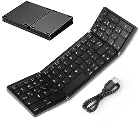 Générique Clavier Pliable sans Fil, Clavier sans Fil Pliable en Trois - Clavier Multi-appareils Pliable en Trois | Petit Clavier multilingue Multi-appareils pour Tablette et Smartphone
