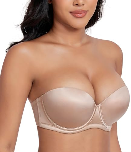DotVol Sujetador Push up sin Tirantes con Aros y Acolchado para Mujer de Diario(Beige,95C)