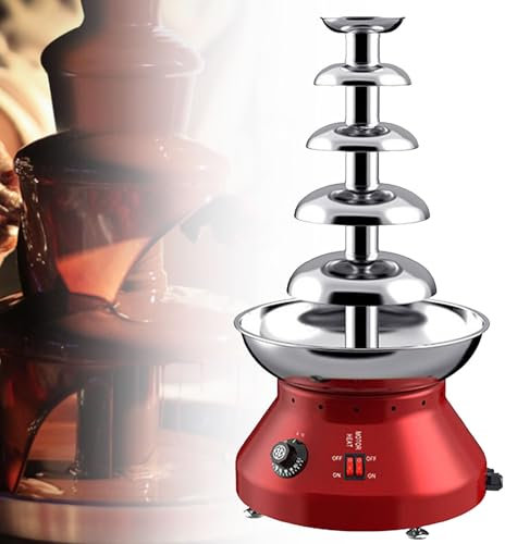 Hydravex Máquina para Fuente de Chocolate de 4 o 5 Niveles, máquina Comercial para Fondue de Chocolate de Acero Inoxidable, máquina eléctrica para Fondue de Chocolate para cumpleaños y Navidad,5Tiers