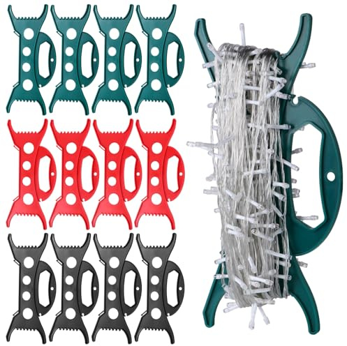 SOUNDVALUE 12PCS Christmas Light Storage Holder, Holiday Light Organizer Reels Plastic Rope Winder String Light Storage for Tree Lights Extension Cord Beads Garland