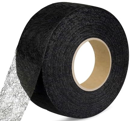 50 Meter Saumband zum Aufbügeln Schwarz Bügelband 50 mm Breit Bügelsaumband Selbstklebende Nahtband zum Reparieren Stoff, Gardinen,Hosen, Kleidung ohne nähen Iron on Hem Tape (50 M-5 cm Schwarzer)