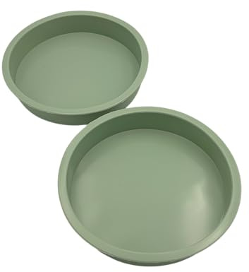2pcs Round Silicone Cake Baking Moulds, 7 Inch Cake Baking Tins, Non Stick, Food Safe, Natural Colours, Suitable for Oven, Mircowave, Air Fryer, Dishwasher Safe, Multiple Colours (Light Green)