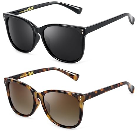 Myiaur 2 Pack Sonnenbrille Damen Polarisierte UV400 Schutz Sonnenbrille mit Quadratische Rahmen für Autofahren & Outdoor