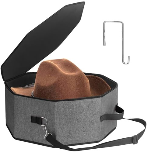Bhtqdnq Hut-Aufbewahrungsbox für Damen und Herren, Hutbox für Reisen und Aufbewahrung, zusammenklappbarer Hutkoffer, Cowboy-Hut-Organizer für Schrank mit Griffen, Huttasche, Huttasche