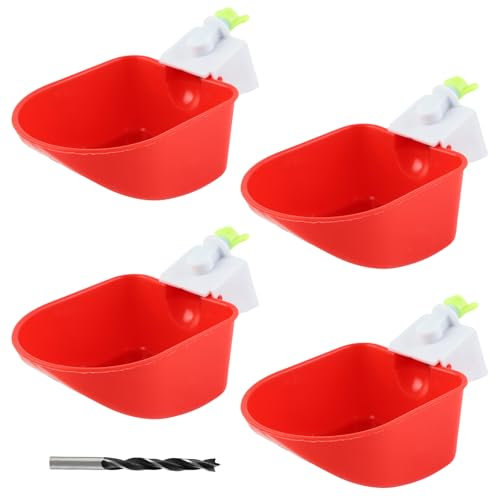 SacJkt Hühnertränke Automat, 4 Stück groß Geflügeltränke Set, Wassertränke Hühner, Automatische Geflügeltränke für Hühner Enten Gänse Taube (9 X 10,5 cm)