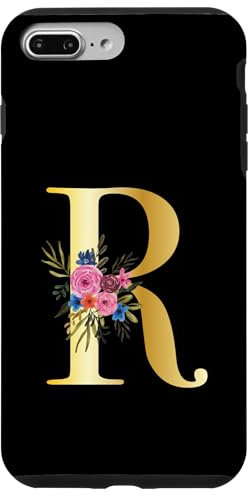 Cute Monogram Initial Coloured Letters Flowers Capital R Case for iPhone 7 Plus/8 Plus