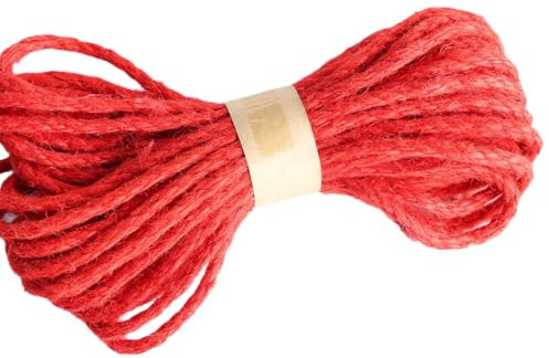 Wambere 6mm x 10m Juteseil Geflochtenes Hanfseil Juteschnur Zierseil Jutekordel Makramee Garn Paketschnur Juteband Dekoratives Seil für DIY Basteln Garten Heimdekoration Geschenkverpackung,Rot