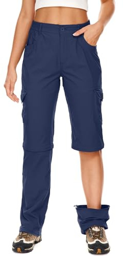 Faysfad Women's Convertible Zip Off Hiking Trousers Lightweight Quick Dry UV Protection Cargo Joggers Waterproof Walking Trekking Camping Pants with Multiple Pockets （2193，Blue，12）