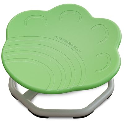 OCPO HOME Silla Giratoria Sensorial para Niños, Carrusel Autista Niños, Sensorial Giratoria Autismo, Asiento Giratorio de 360°, Coordinación y Equilibrio Físico (Pata de Gato, Verde)