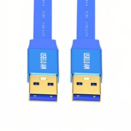 CY Ultra Flat Slim USB 3.0 Type-A Male to USB3.0 A Male Cable Extension Blue 5Gbps for Disk SSD Camera Data (30cm)