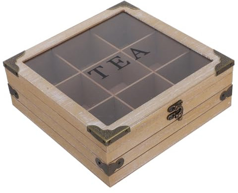 TOPPERFUN Contenitore Per Bustine Di Tè in Legno Organizzatore Per Bustine Di Tè Scatola Porta-tè Scomparto Multiplo Per Conservare Caffè e Dolci Grande Capacità