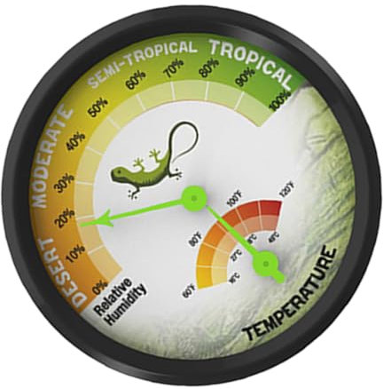 BESTonZON High Precision Mechanical Reptile Thermometer and Hygrometer for Terrarium Bearded Dragon Tank Mini Round Analog Temperature and Humidity Gauge No Batteries Needed