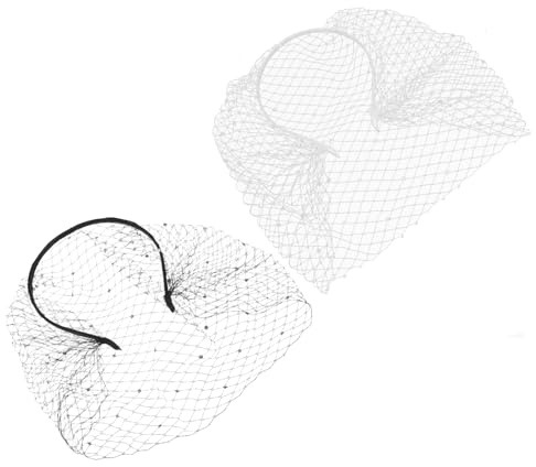 Beaupretty 2pièces Bandeau Voile Résille Accessoires de Coiffure de Mariage Voiles pour Femmes Mariées Coiffe de Mariée Rétro Noir et Blanc