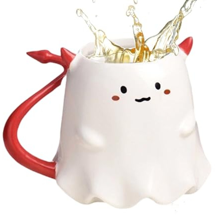 Yplkm Tasse Fantôme,Tasse En Céramique Résistante À La Chaleur, Verre À Vin Fantôme Nomade | Poignée Ergonomique 500ml pour Thé Café Lait Glace Eau Chaude Froide