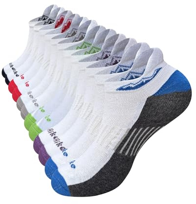 OLA Men's Running Trainer Socks, 6 Pairs Anti-Blister Cushioned Socks, Breathable Cotton Ankle Socks, Sports Short Socks for Walking, Hiking, Cycling