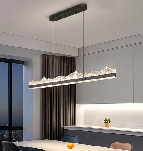 DDYY 120CM Dimmbar Pendelleuchte Esstisch 3000K-6000K,LED Hängeleuchte Mit Fernbedienung,45W Moderne Linear Hängeleuchte Esstischlampe hängend Höhenverstellbar für Esszimmer Küche büro (Schwarz)