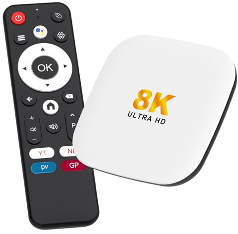LEFFOT Android 14.0 TV Box 2025, M2 Plus 4K Ultra HD Smart TVBox, 2GB RAM + 16GB ROM, TV-Box Android con 8K Decoding, Control Remoto de Voz, 2.4G y 5G WiFi 6, BT 5.4, HDR10, RK3528 Quad Core A53