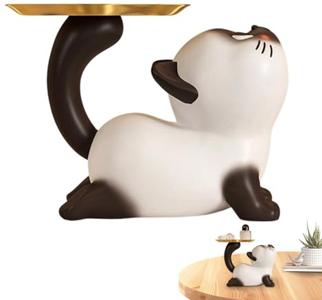 Genérico Cuenco para Llaves en Mesa de y Recibidor - De Gato Con Bandeja Para Guardar - Cuenco De Resina Para Llaves,Para Caramelos Salón Dormitorio Estantería
