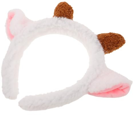 TEHAUX Lamb Ear Headbands Ram Horn Hair Hoops Animals Ears Headband Sheep Lightweight Plush Cloth White Charming Sheep Design Fine Stitching Christmas Festive Parties for Women