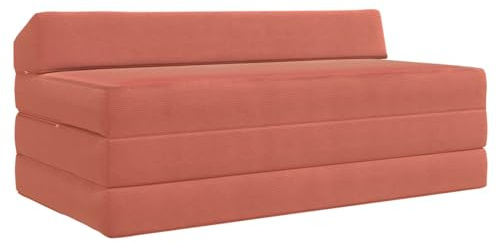 sephironlbb Klappsofa Bett Rot-Orange 120 x 60 x 49 cm Stoff 2-Sitzer Schlafsofa mit Schlaffunktion, abnehmbarem Bezug, ideal für Wohnzimmer, Gästezimmer und Jugendzimmer, kompakt und vielseitig