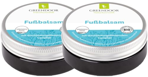 GreENDOOR Ekologisk fotbalsam 2-pack 100 ml, fotkräm och salva | färsk doft, 4 gånger produktivitet, naturlig kosmetik, naturlig fotbalsam, fotvård kräm