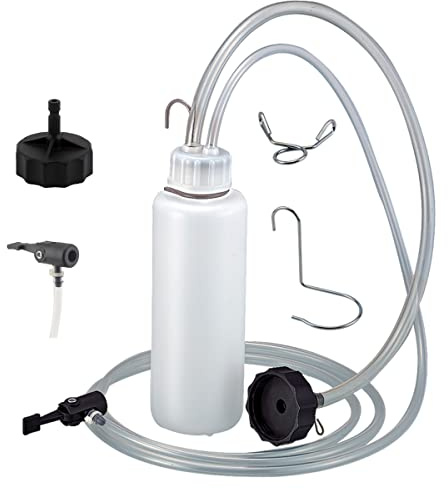Purgeur de Frein et d'embrayage (capacité : 500ml) Compatible avec Les systèmes ABS - avec Tuyau de raccordement à la vis de Purge de 2 mètres