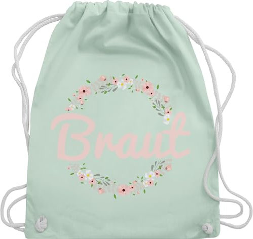 Shirtracer Turnbeutel Rucksack - JGA Junggesellenabschied Frauen - Braut Motiv Blumenkranz - Unisize - Pastell Grün - brauttasche brauttaschen bachelorette party bripe juterucksäcke