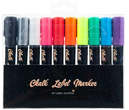 10er Set 5mm Neon Kreidestift für Tafeletiketten Kreidemarker, Neonfarbene Markerstifte, Chalk Marker, Bunt Trocken Abwischbare Kreidemarker, Whiteboard, Kreidetafel, Fenster, Tafel Große Farbauswahl