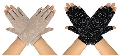 MaoXinTek Fahren Handschuhe für Damen UV-Schutz Dünne Fingerlose Sonnenschutzhandschuhe Kurz und rutschfest, speziell für Mädchen Dame Sommer Outdoor Radfahren Angeln Golf (2 Paar)