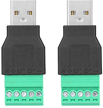 2Pcs USB 5A Adattatore per morsettiera a vite USB 5A Maschio a 5 pin/Way Femmina Bullone Terminali con schermatura a vite Tipo inseribile Connettore per ricarica e trasferimento dati