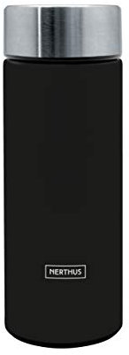 NERTHUS FIH 797 Tea Thermosflasche 300ml Schwarz, Edelstahl, doppelwandig, Infuser Flasche, Thermosflasche, 0,30 Liter