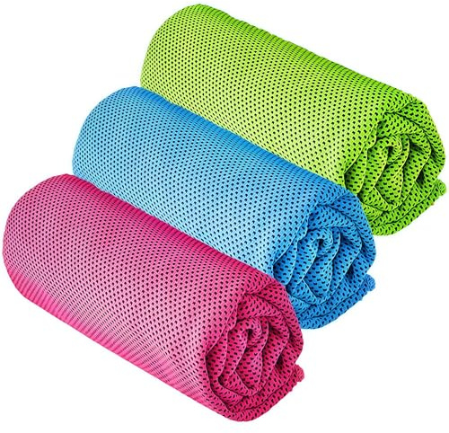 YQXCC 3 Pcs Cooling Towels, 120x30 cm, Ice Cool Microfibre Towel for Neck | Soft Breathable, Cooling Neck Wrap for Gym, Yoga, Golf, Running, Camping, Workouts, Outdoor Activities & Hot Weather