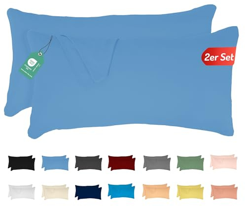 Livessa 2er Set Kissenbezug 40 x 80 cm -Verdeckter Reißverschluss an der Langen Seite, Kopfkissenbezug aus%100 Baumwolle Jersey Stoff, Ultra weich und atmungsaktiv, Oeko-Tex Zertifiziert