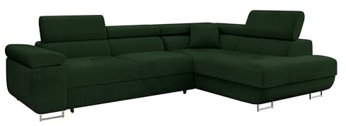 Mirjan24 Ecksofa Torezio mit Bettkasten, Einstellbare Kopfstützen, Sofa mit Schlaffunktion, Eckcouch für Wohnzimmer, Polsterecke, L-Form Couch mit Bettfunktion (Manila 35, Seite: Rechts)