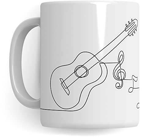 Pagma Druck Gitarre Tasse - Musik Geschenk für Gitarrist - Kaffeetasse Musiker Akustik Gitarrenspieler - Instrument Geschenkideen Gitarrist Zeichnung Design Kaffee-Becher