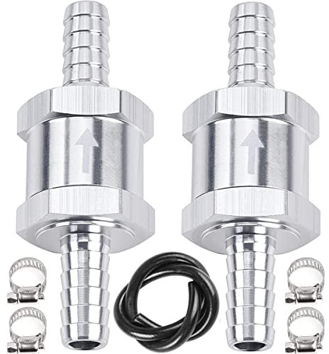 ZAMDOE 2 Pièces Clapet Anti-Retour de Carburant 8 mm Anti-Retour unidirectionnel avec Accessoires de Serrage de Conduite de Carburant pour mazout Essence Diesel