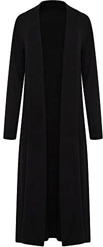 Shop & Stop Manteau de plumeau pour femme - Long cardigan à manches longues, Noir , 36-38