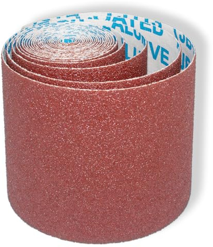 Senmai Tools Schleifpapier Rolle Körnung 120, 93 mm x 3 m verschleißfest Brauner Korund Nassschleifen Schmirgelleinenrolle mit Textilbasis, Schleifpapier für Handschleifer zum Holz Stahl Edelstahl