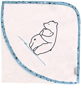 Sterntaler Baby Unisex Badetuch Baby GOTS Kapuzenbadetuch Eisbär Elia 80x80cm - Badetuch Baby, Babyhandtuch - beige