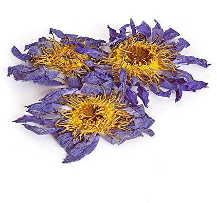 Tea Soul | Fiore di Loto Blu Essicato, Confezione con Fiore Intero Essiccato, Effetto Rilassante e Calmante, per Stimolare il Metabolismo, Aiuto per Conciliare il Sonno, Afrodisiaco Naturale - 3 pezzi